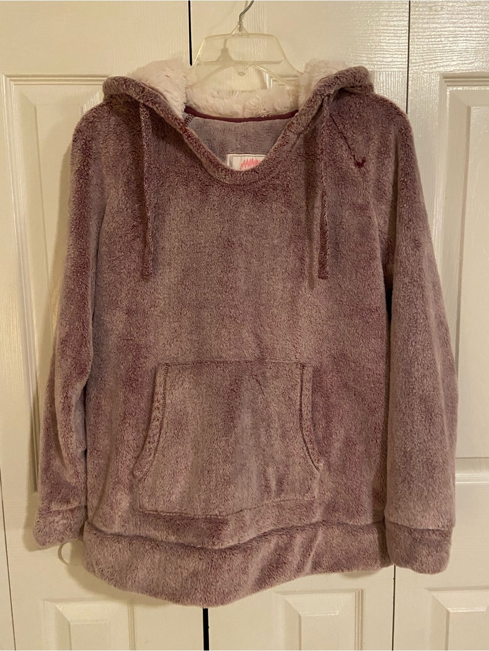 Plush Hooded Pullover Sweater - Mauve